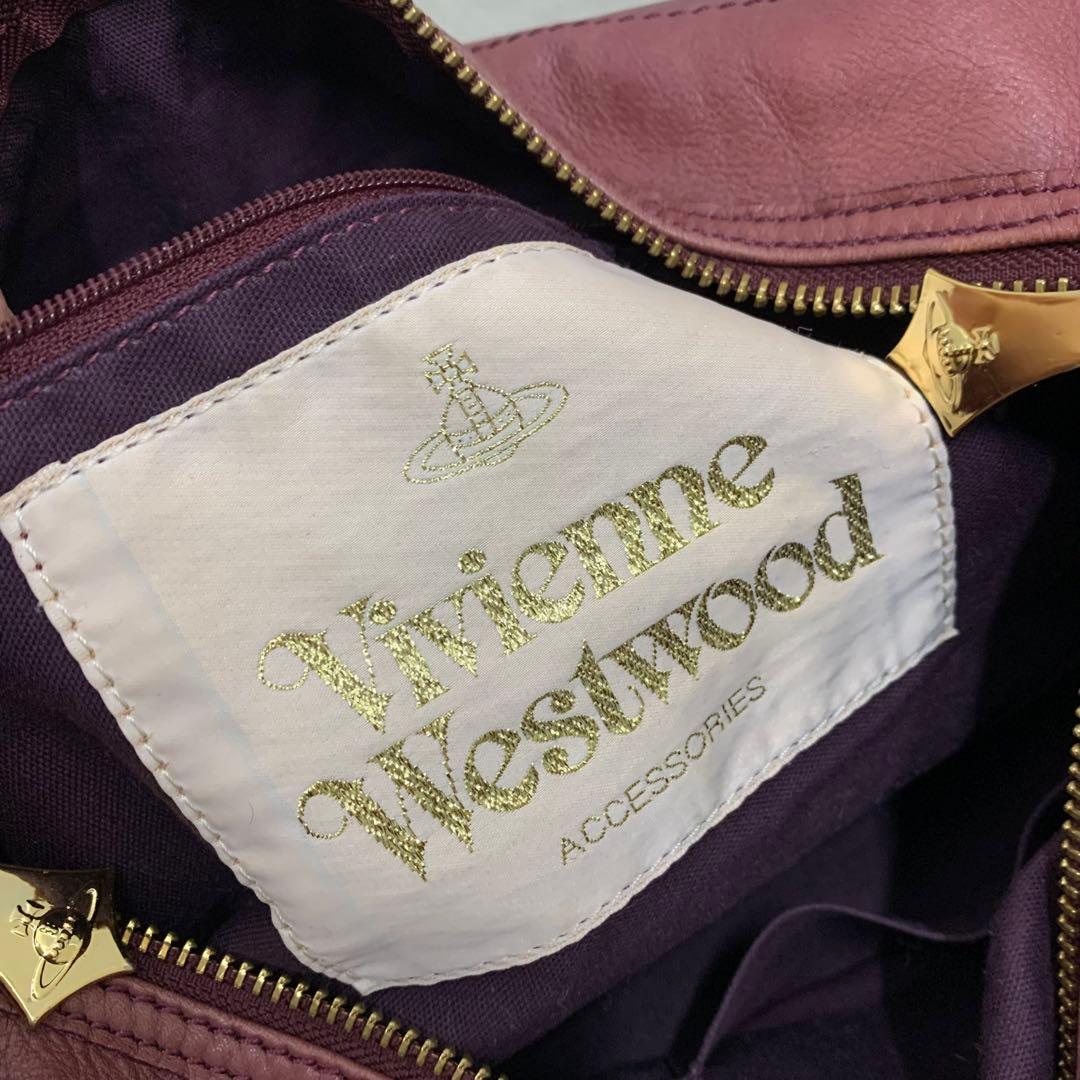 ヴィヴィアン レザー　ハンドバッグ ミニボストン　型押し ボルドー