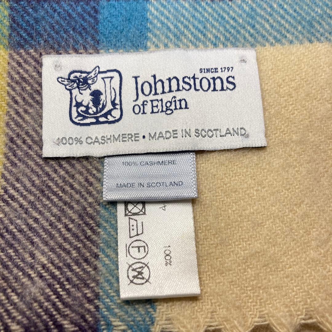美品 ジョンストンズ カシミヤ100％ 中判ストール ヘシアンドレス 国内正規品