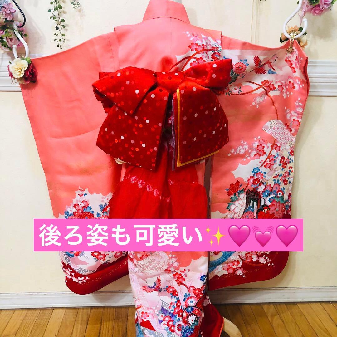 七五三 七歳‼️プリンセスならばピンク❤️豪華御所車手毬花々金彩金箔煌びやか