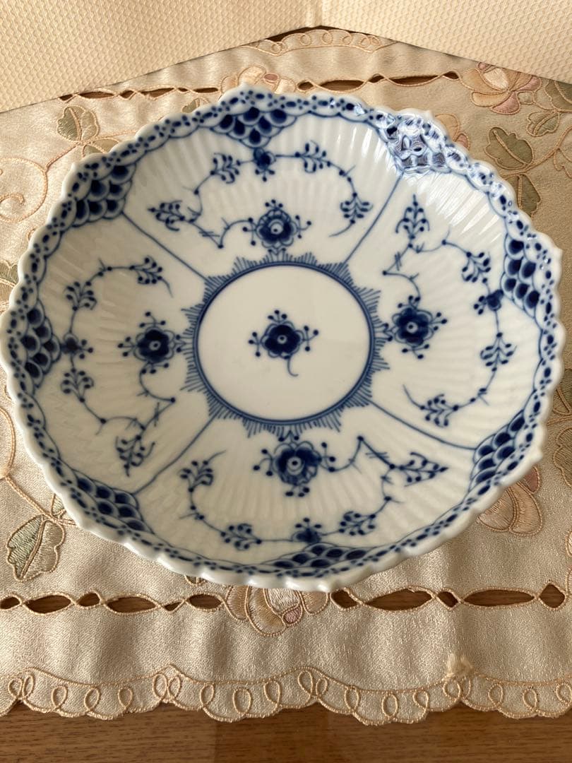 ロイヤルコペンハーゲン ハーフレース 足付き ケーキ皿 美品