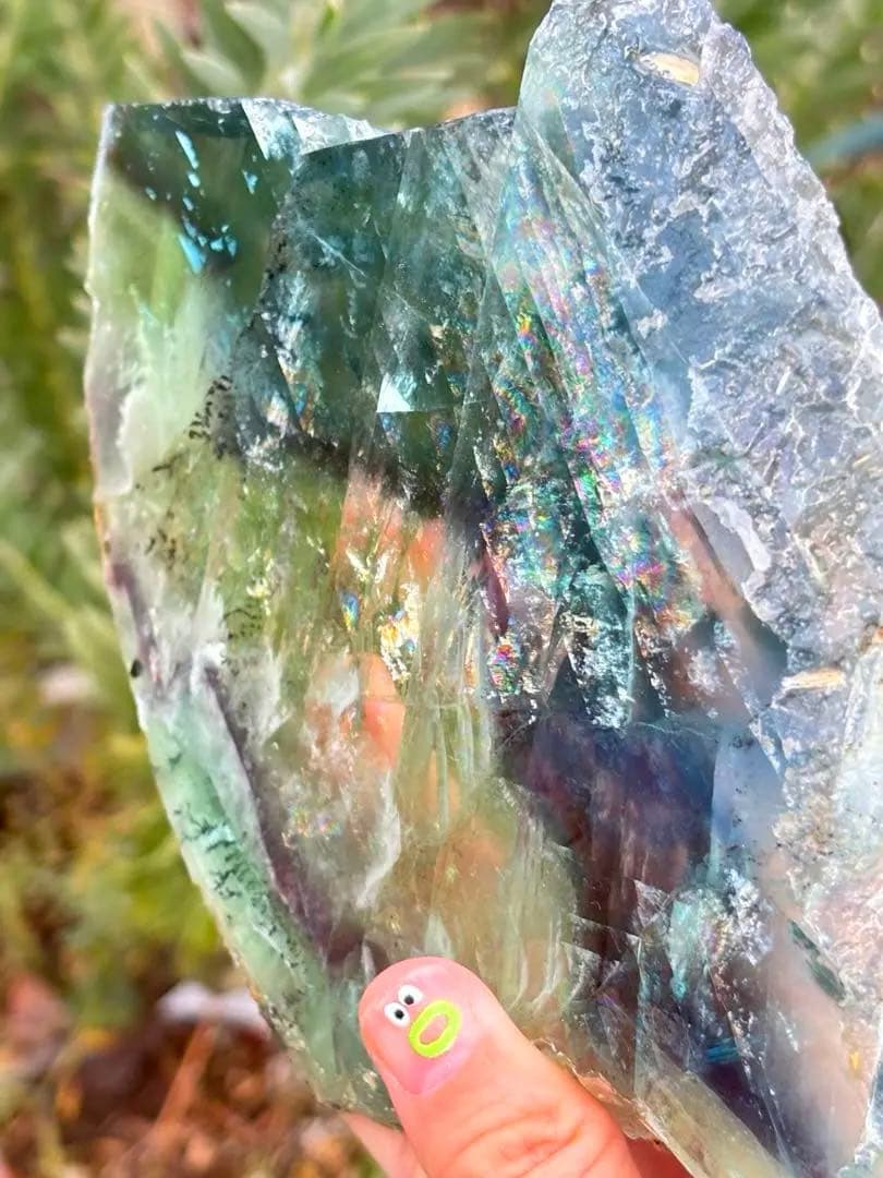 フローライト　透明感　高品質　ハイグレード　スラブ　ギラギラ虹