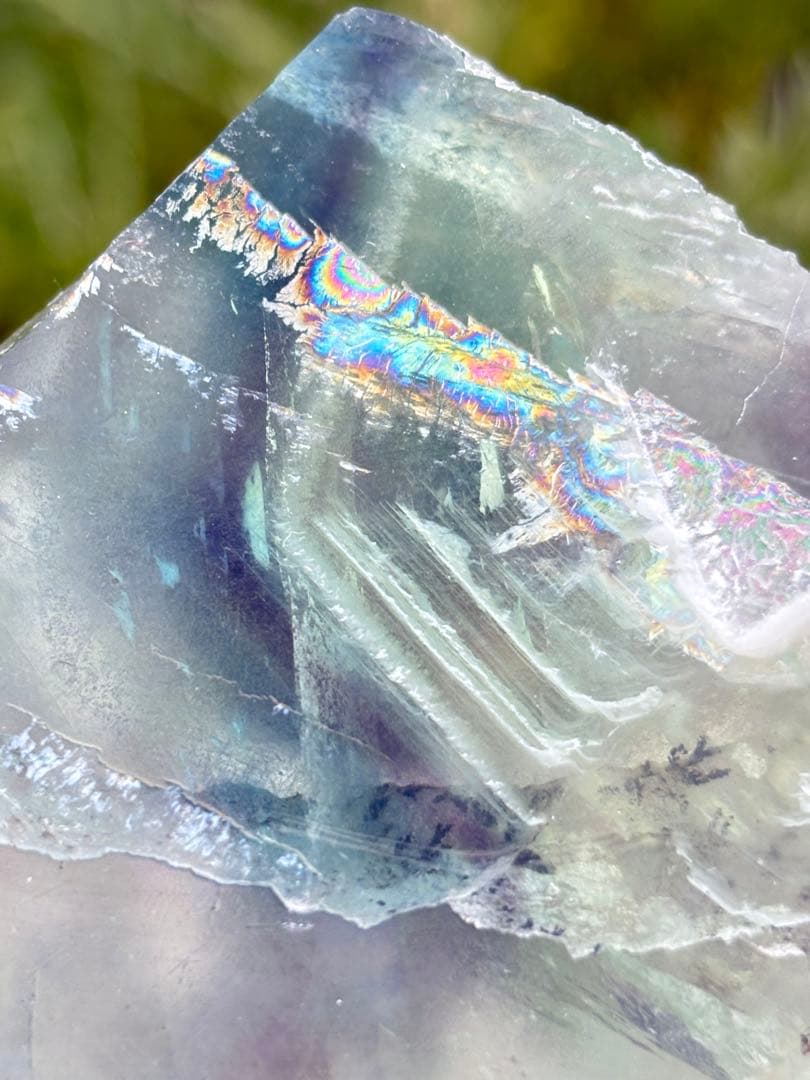 フローライト　透明感　高品質　ハイグレード　スラブ　ギラギラ虹