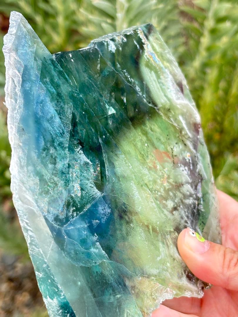 フローライト　透明感　高品質　ハイグレード　スラブ　ギラギラ虹