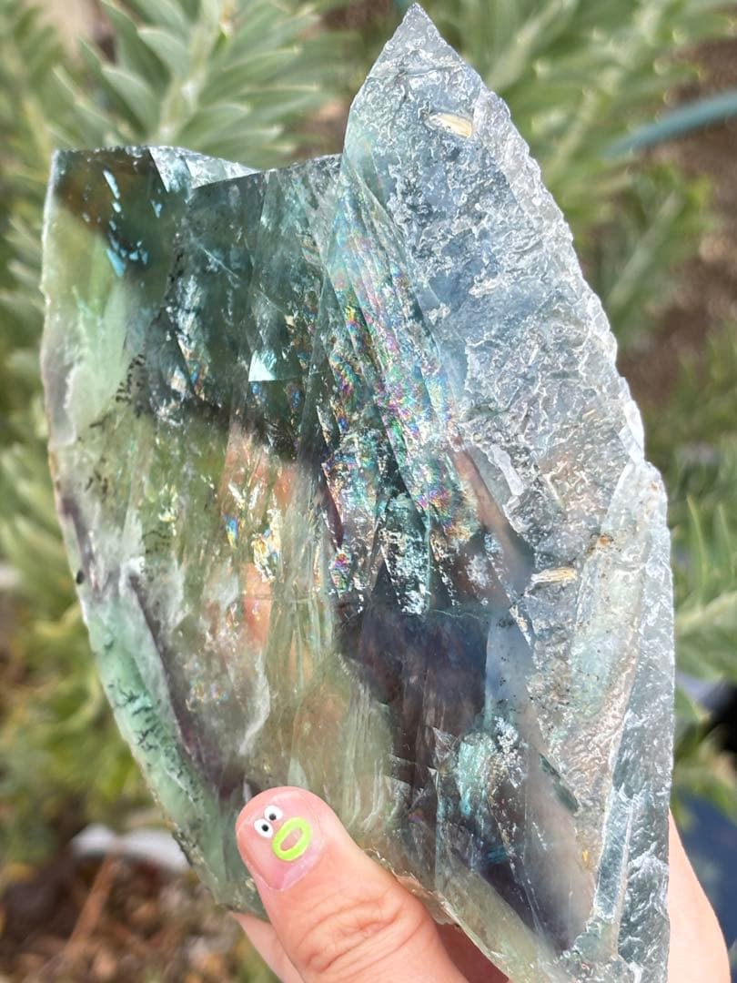 フローライト　透明感　高品質　ハイグレード　スラブ　ギラギラ虹