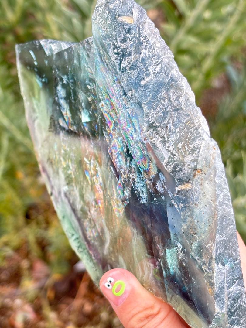 フローライト　透明感　高品質　ハイグレード　スラブ　ギラギラ虹