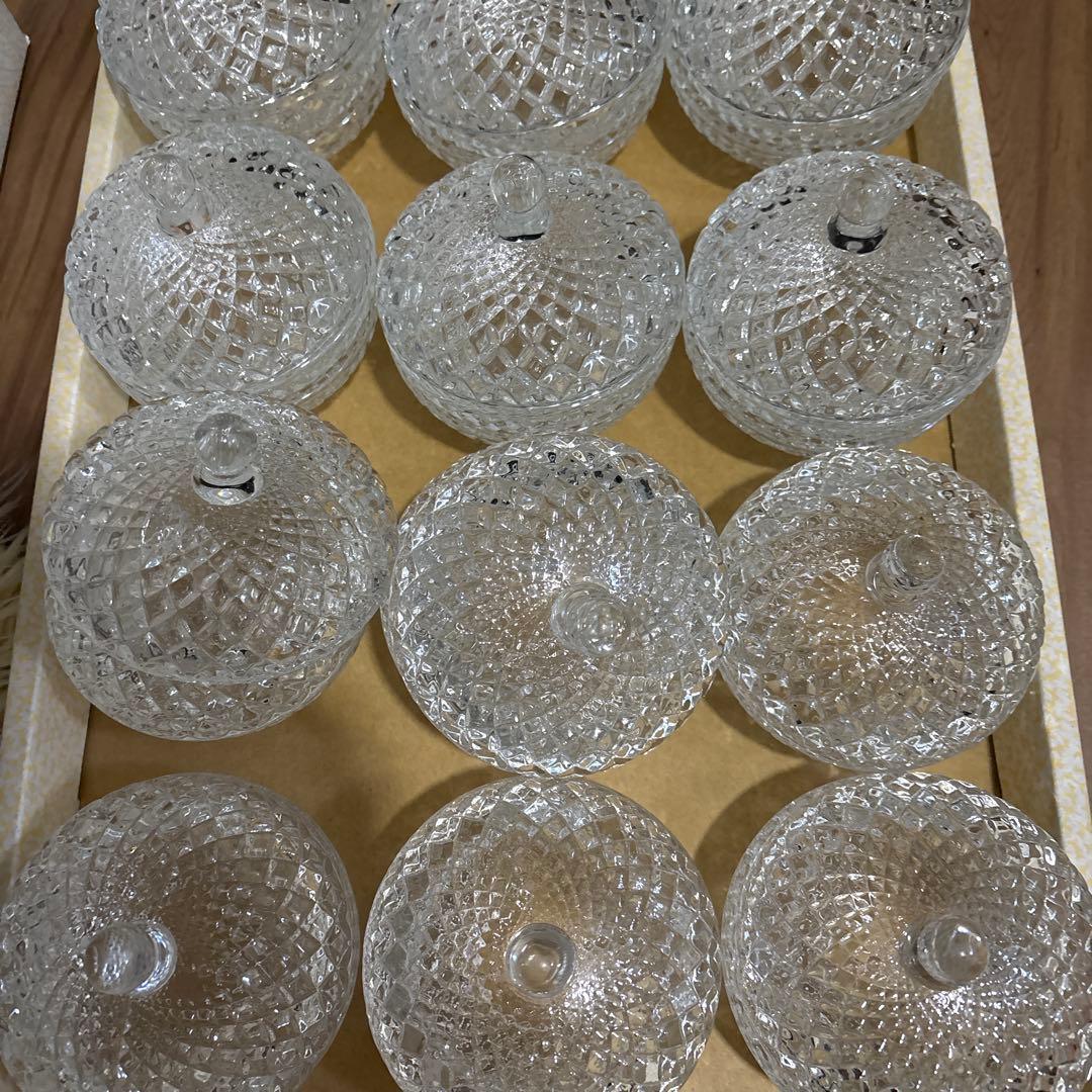 クリスタルガラス ダイヤモンドカット 収納容器 18個セット