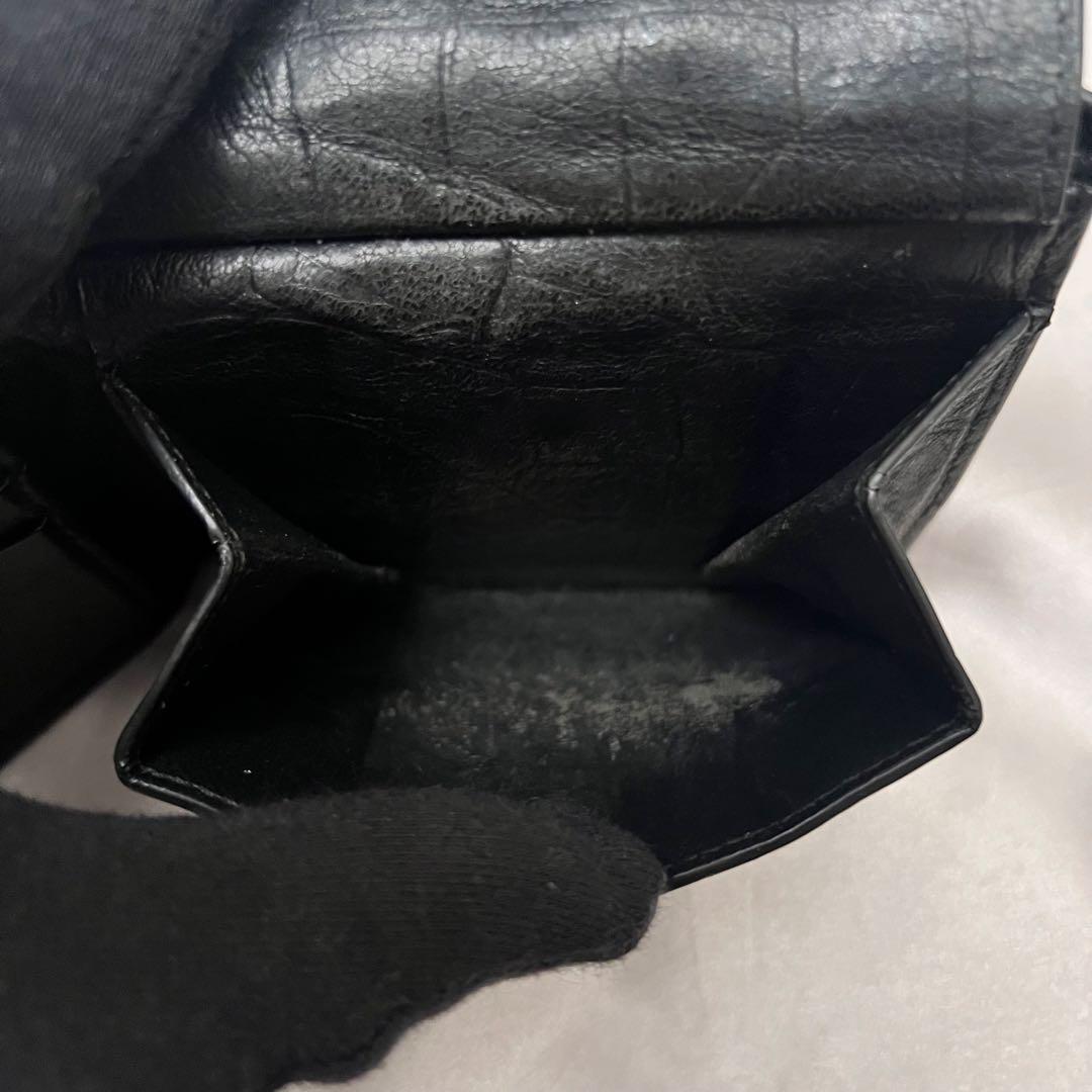 ◇美品◇サンローラン　クロコ型押し　バイフォールドウォレット　YSLロゴ　黒