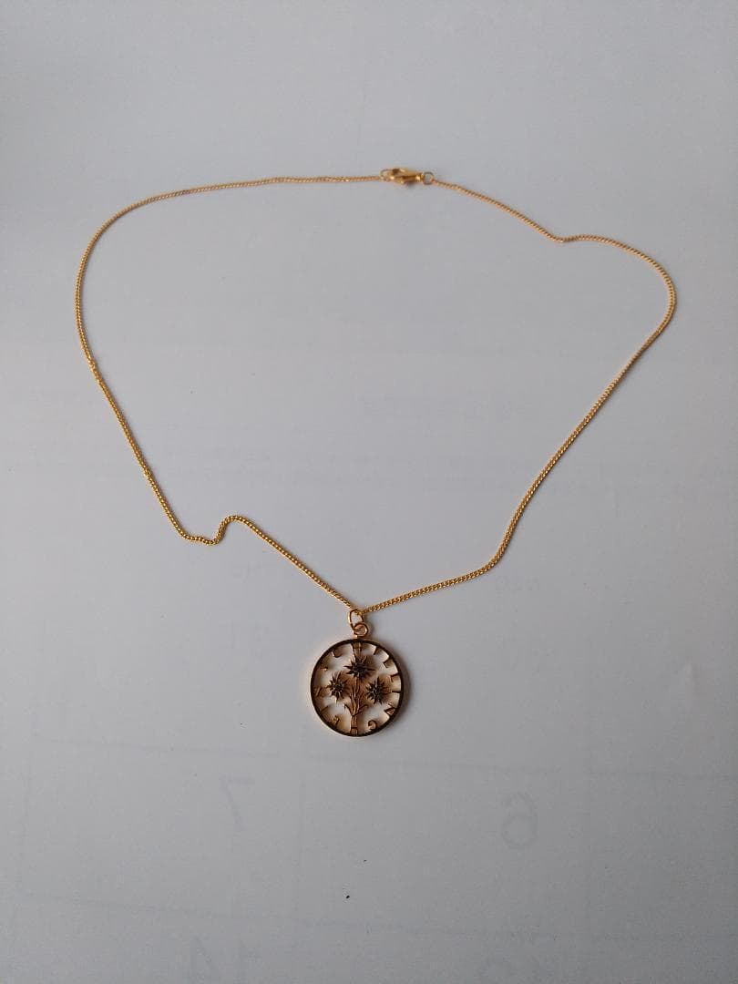 オーストリア エーデルワイス カットアウト  ネックレス 金鍍金仕上 新品