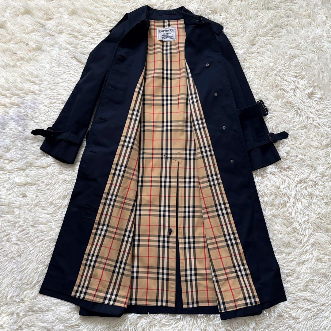 希少 Burberrys トレンチコート ベルト付き ロング ネイビー