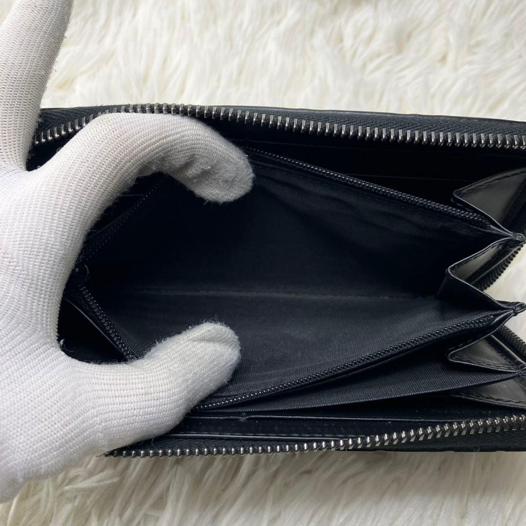 たく様⭐︎グッチ　長財布　ラウンドファスナー　GG柄　シマ　レザー　ブラック　黒