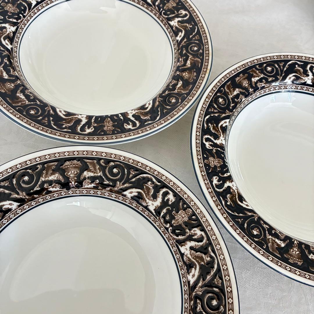 【】フロレンティーン　コバルト　スープ皿　6枚　20cm