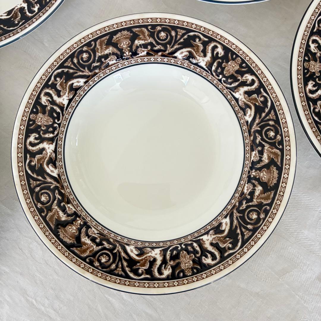 【】フロレンティーン　コバルト　スープ皿　6枚　20cm