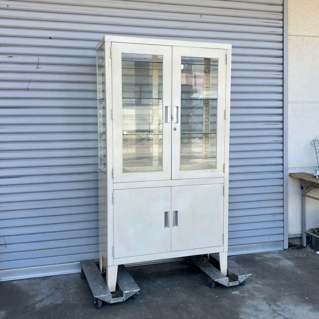 卒*す様 ケビント　ドクターキャビネット　ガラス棚　医療棚　ヴィンテージ　ケビン