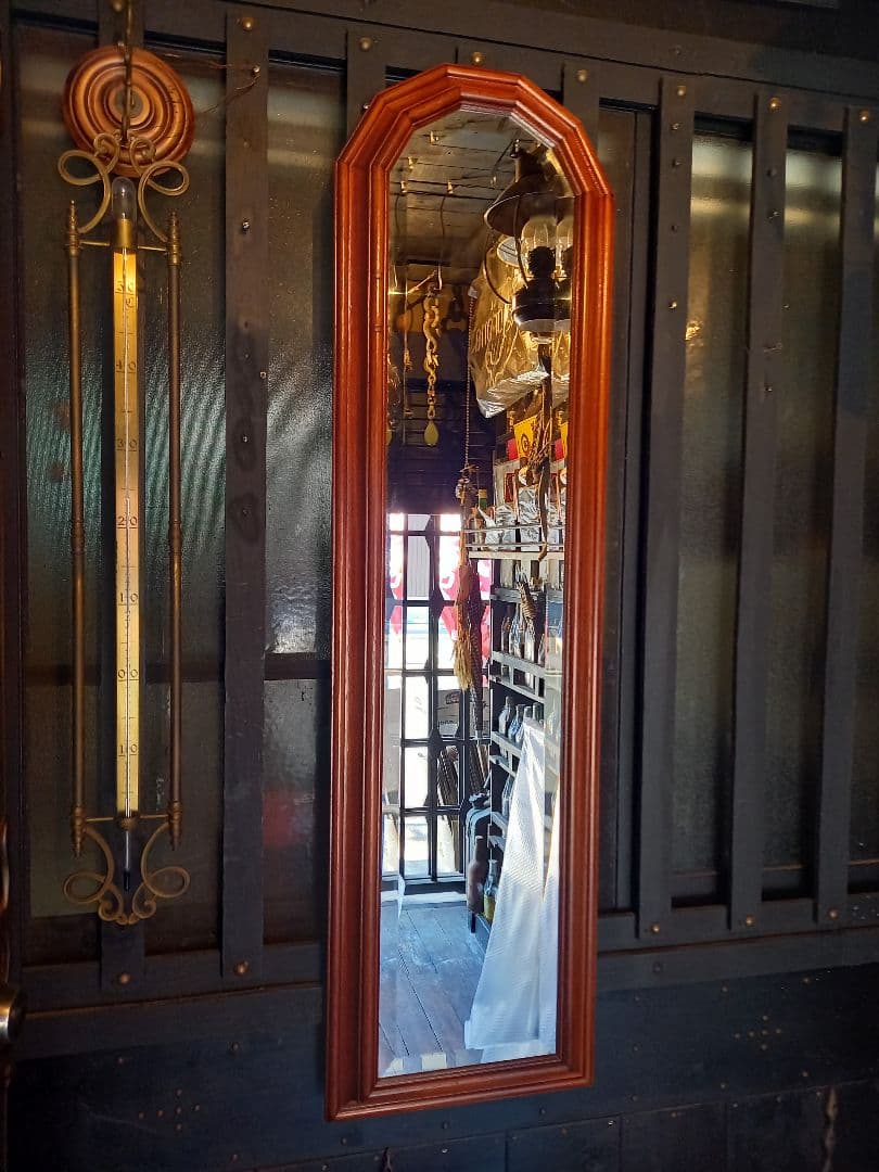 イタリア　ヴィンテージ　バロック　デザイン　アーチ　ウッド　ウォール　ミラー