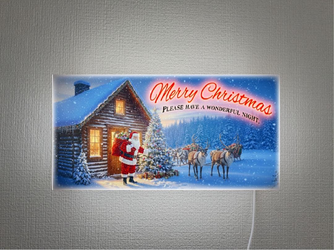 メリークリスマス サンタクロース プレゼント 看板 置物 雑貨 ライトBOX