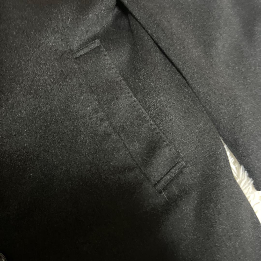 極上✨カシミヤ100% ダブルチェスターコート 黒 XL 115cm 超ロング丈