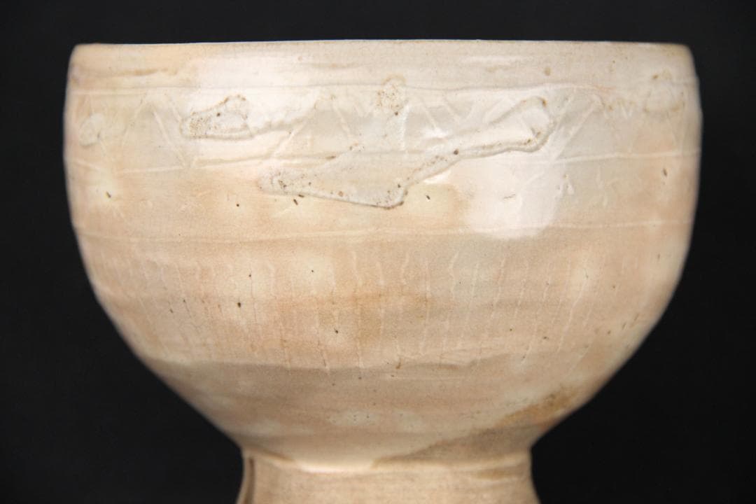 萩焼 三島茶碗 十三代坂田泥華 萩茶碗 抹茶椀 茶器 箱付き 　Eo21-33