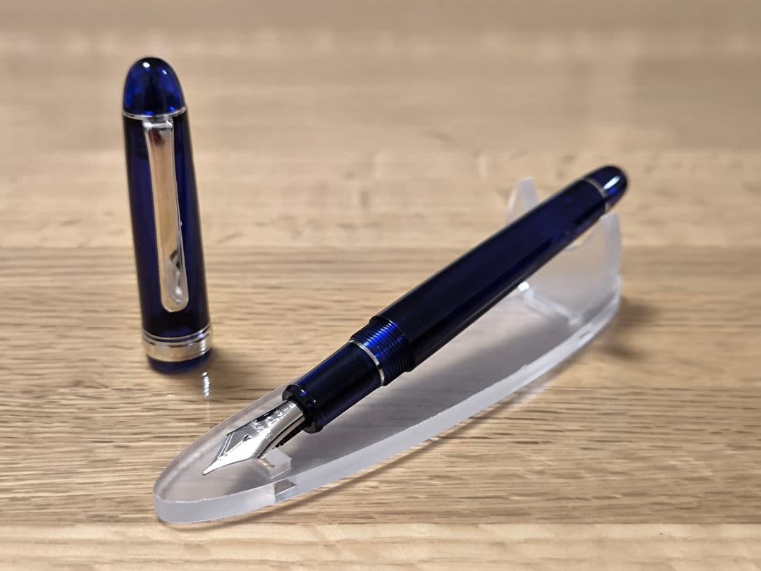 プラチナ万年筆3776センチュリーロジウムフィニッシュシャルトルブルー F細字