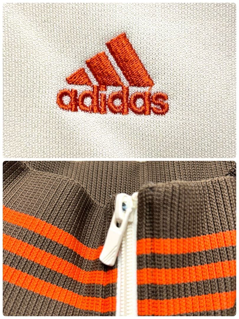 Y2K✨極美品✨アディダス トラックジャケット 刺繍ロゴ クリーム ブラウン L