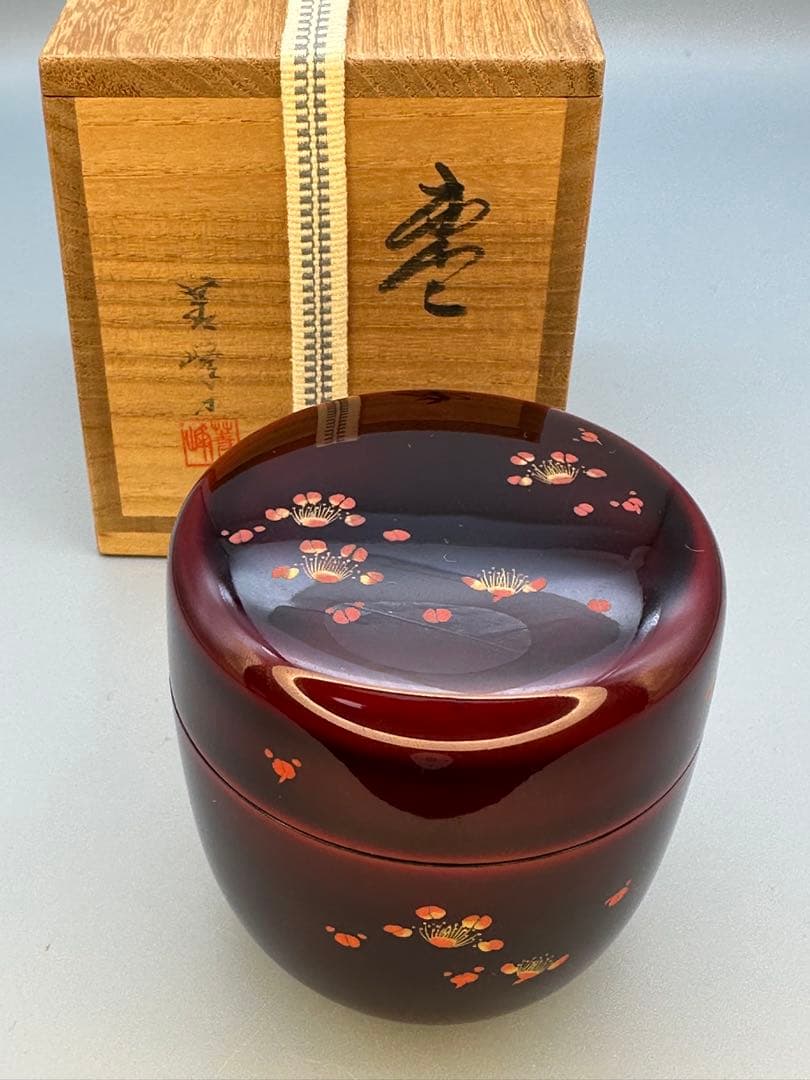 マル茶道具　棗　古今菁峰　沈金梅棗