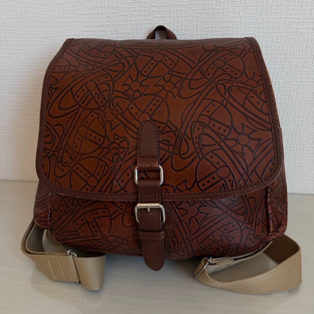 ヴィヴィアンウエストウッド　リュック　アーサー　オーブ　大容量　レザー　ブラウン