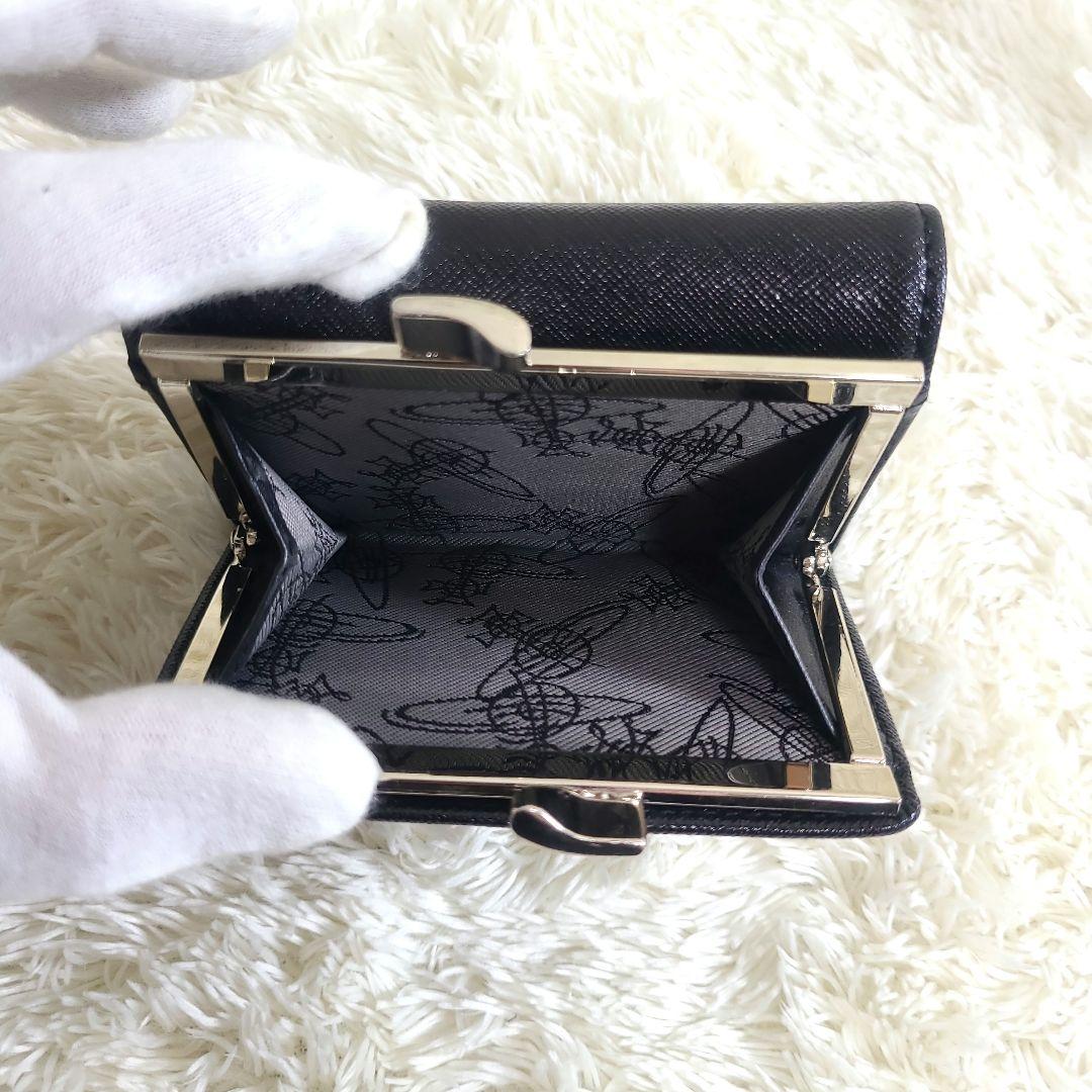 ヴィヴィアンウエストウッド 三つ折り財布 がま口 レザー オーブ ブラック