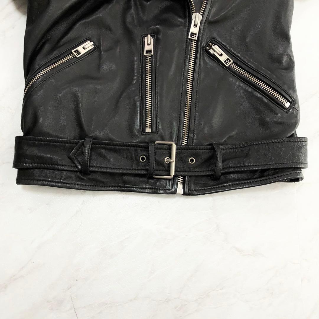【未使用級】 ALL SAINTS ダブル ライダース ラムレザー ブラック 4