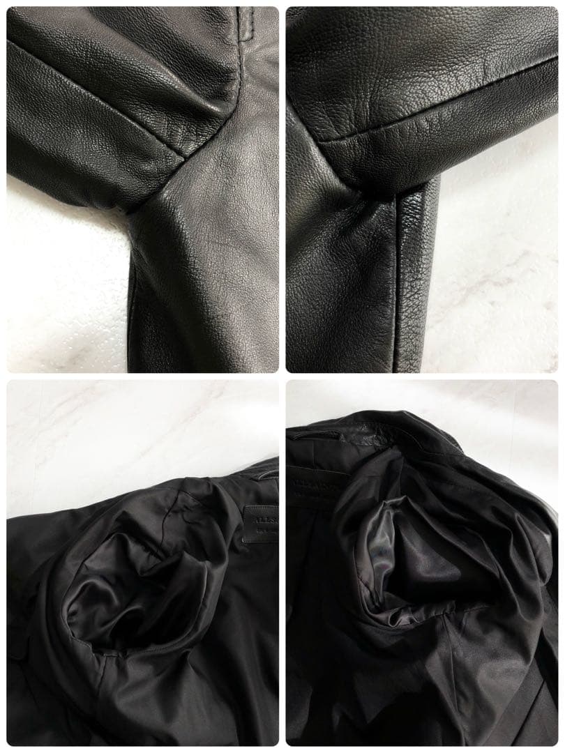 【未使用級】 ALL SAINTS ダブル ライダース ラムレザー ブラック 4