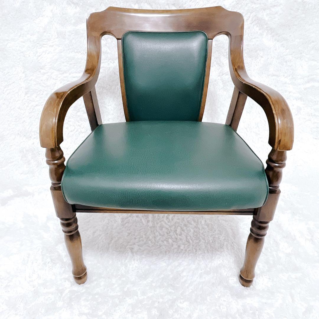 karimoku カリモク アームチェア レザー ミドリCC3600GK②