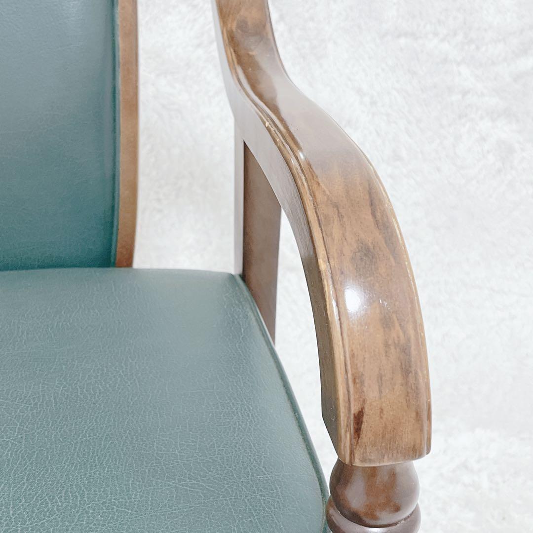 karimoku カリモク アームチェア レザー ミドリCC3600GK②