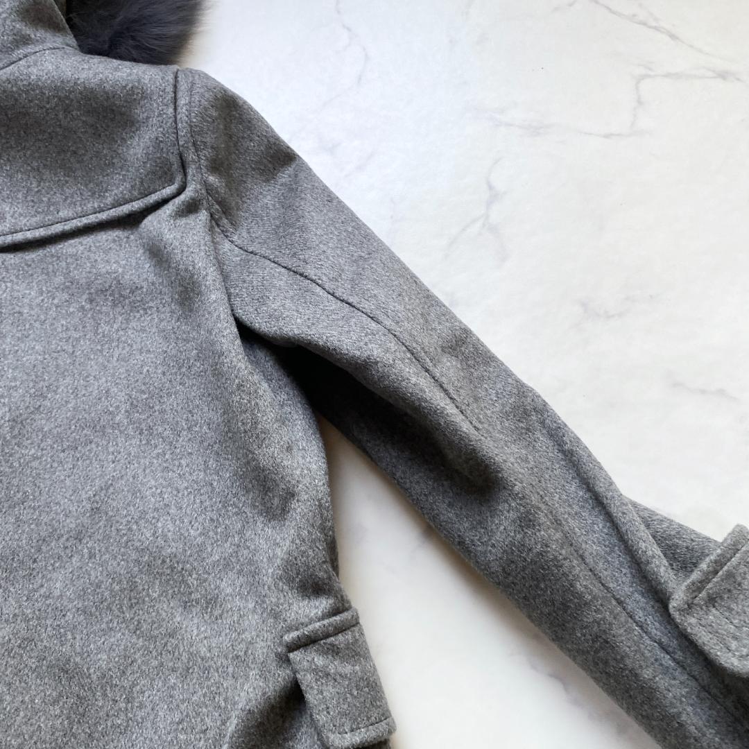 美品✨アナイ メルトンダッフルコート ロング フォックスファー グレー 38