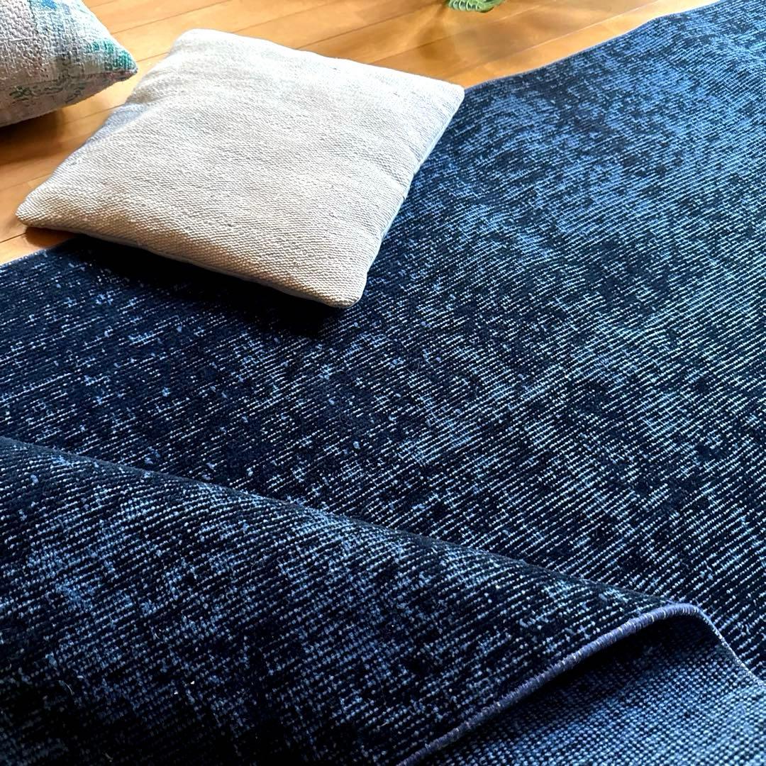 84×171 貴重藍色オーバーダイ　人気ワンカラー　トルコヴィンテージラグ