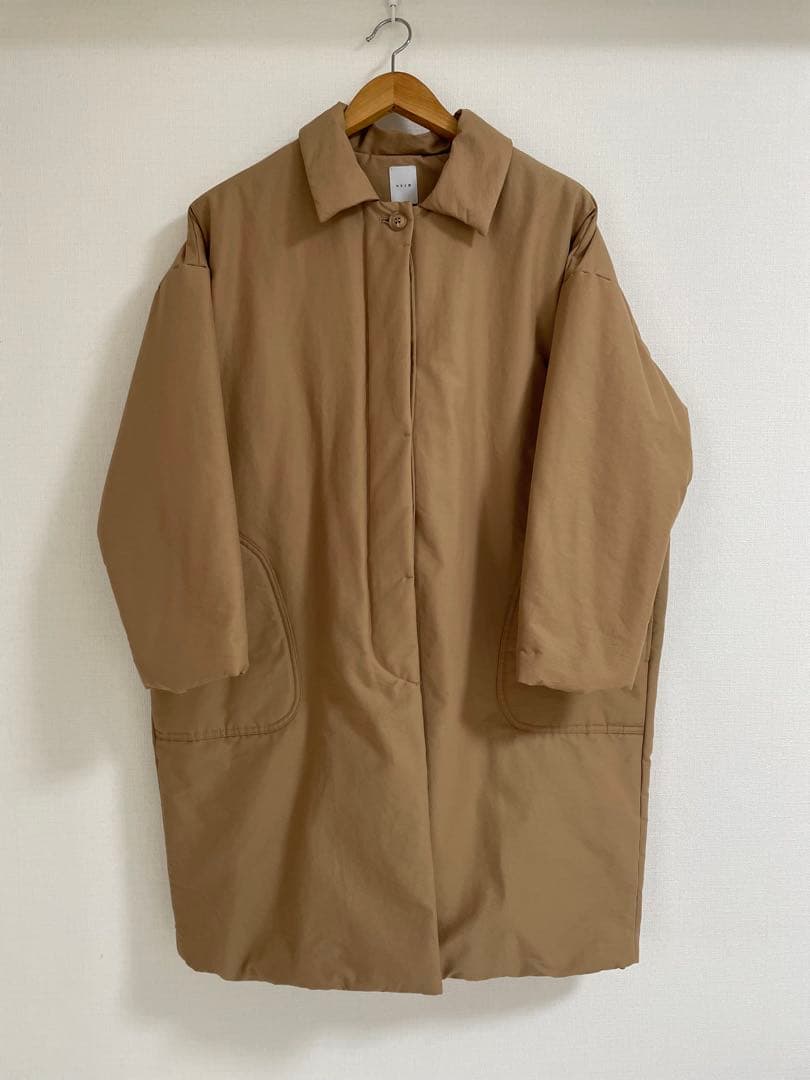 休日と詩 ステンカラーコート 中綿ブラウン ロング