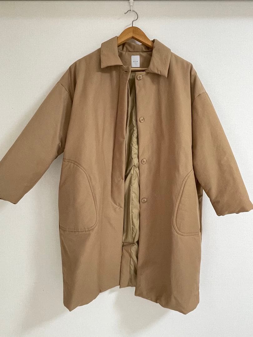 休日と詩 ステンカラーコート 中綿ブラウン ロング