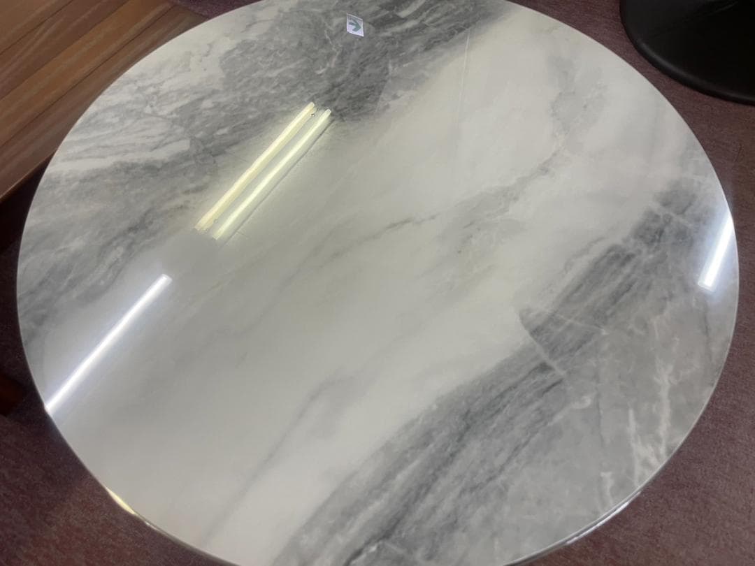 大理石風　センターテーブル　ラウンドテーブル　丸　円　テーブル　ホワイト　白