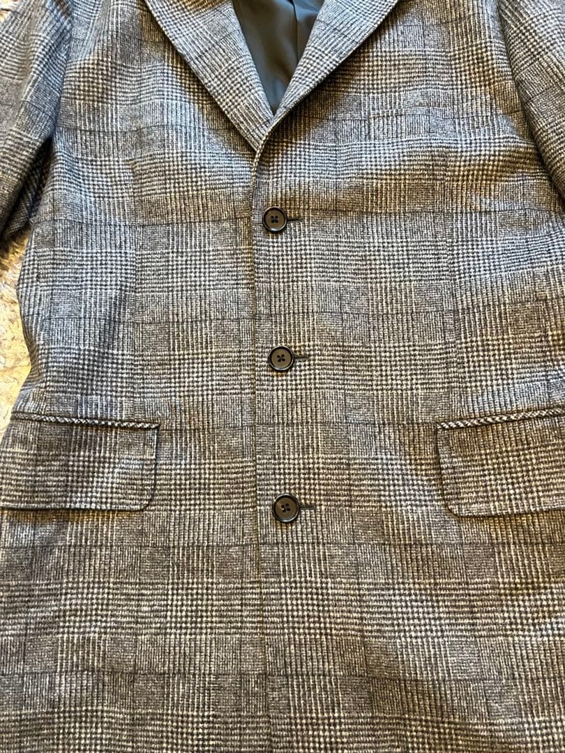 チェック柄チェスターコート グレー系