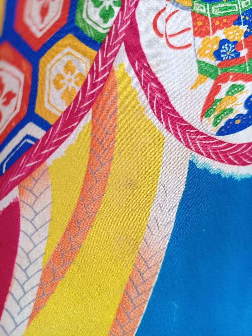 お値下げ中アンティークマゼンダピンクターコイズの着物と作り帯