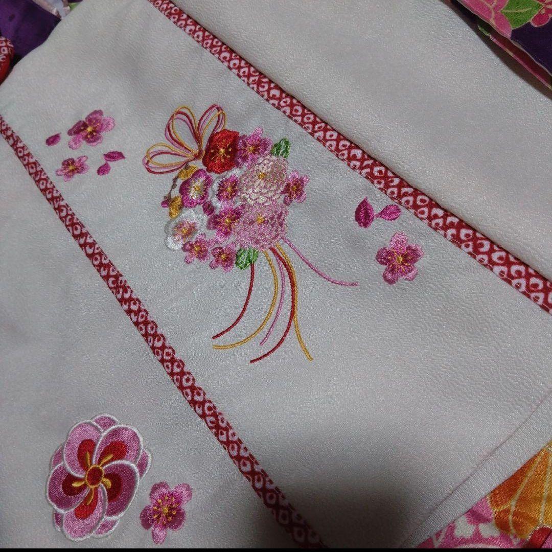 美品★3歳★白い被布＆紫花着物＆白草履小物