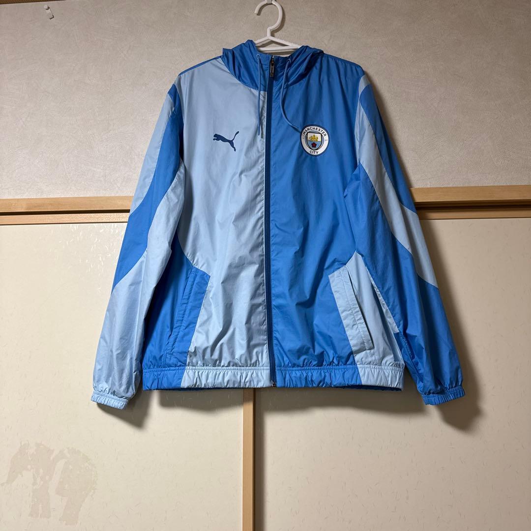 PUMA マンチェスターシティフード付きウィンドブレーカー Lサイズ