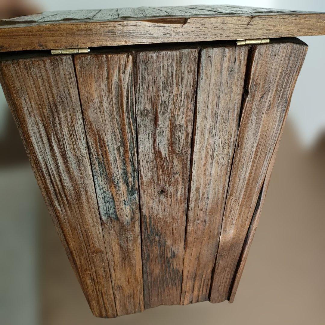 ☆値下げ☆チーク材収納ボックスチェア ヒンジ付き蓋　ナチュラルウッド