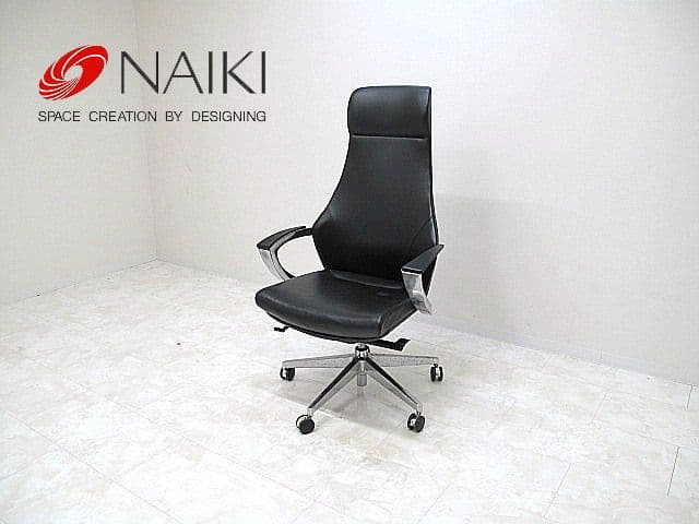 NAIKI　ナイキ 「E966L-BK」 本革張りマネージメントチェア