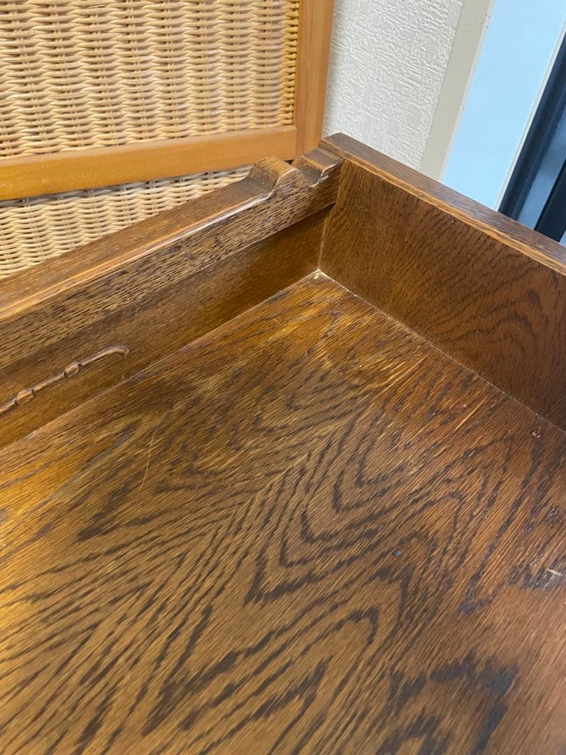 アンティーク　レトロ　ブラウン 木製キャビネット ガラス扉付き