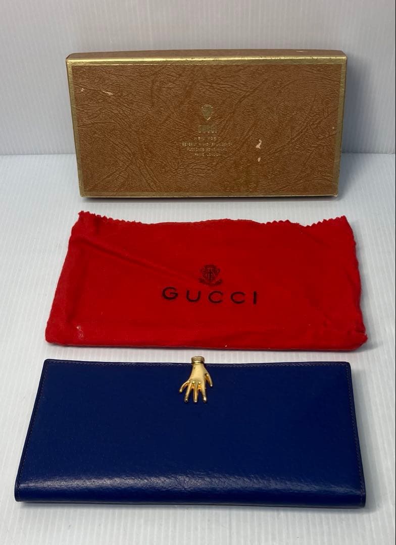 希少【GUCCI】二つ折り　長財布　オールドグッチ　ヴィンテージ　ハンドモチーフ