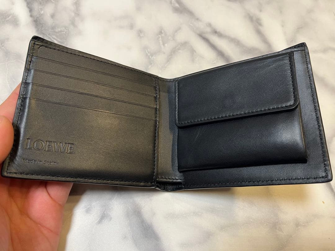 ロエベ 折り財布 パズル アナグラム ロゴ ブラック バイフォールド