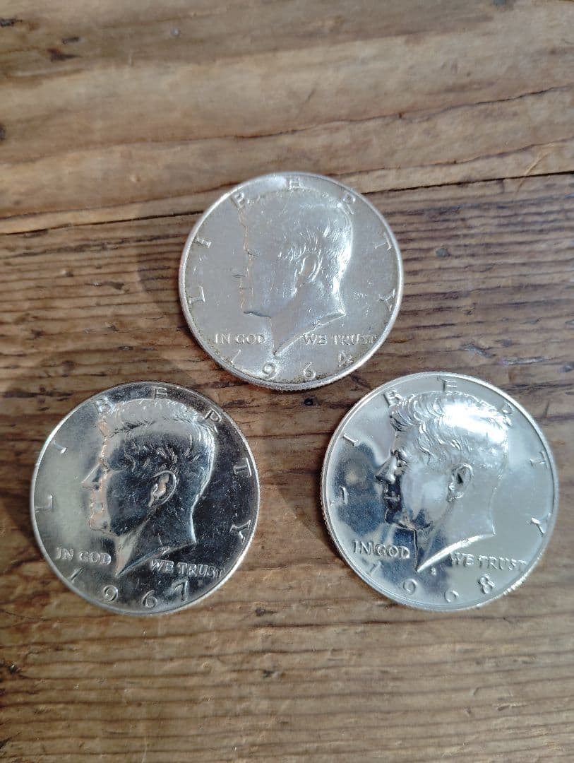 ケネディハーフダラー銀貨　1964年 1967年1968年