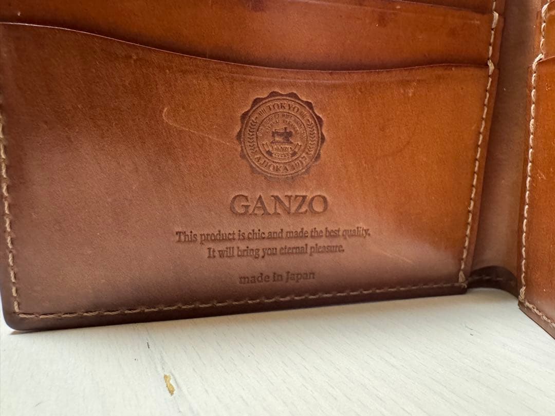 GANZO ガンゾ　シェルコードバン　財布　純札入れ　ナチュラル　美エイジング