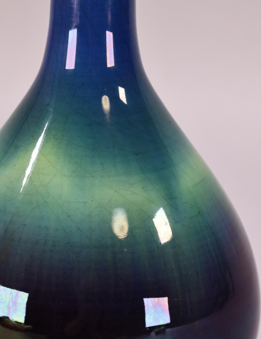 BK209　本物保証　 徳田八十吉（正彦） 「 彩釉 花生 」 共箱　花器　花瓶