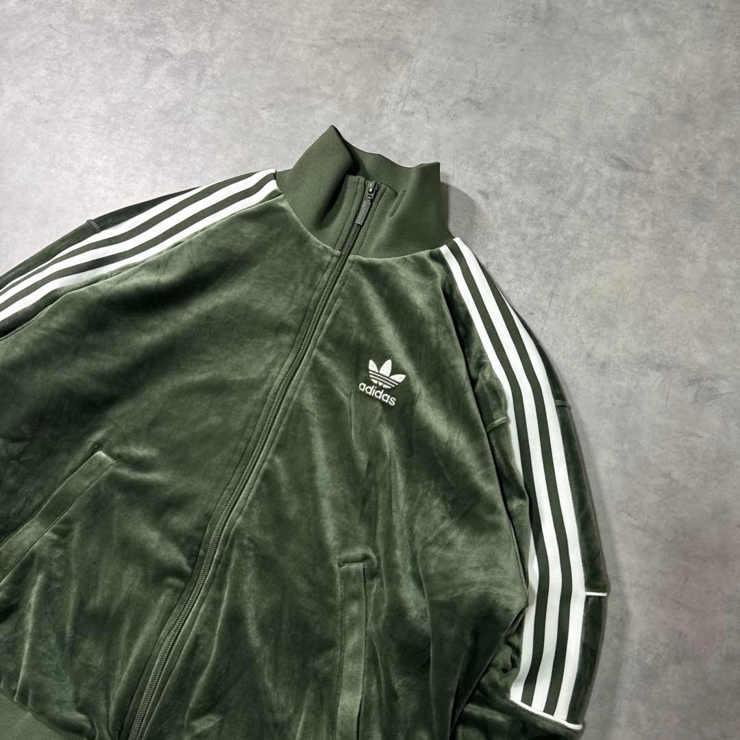 adidas トラックジャケット ジャージ ベロア グリーン レディース L