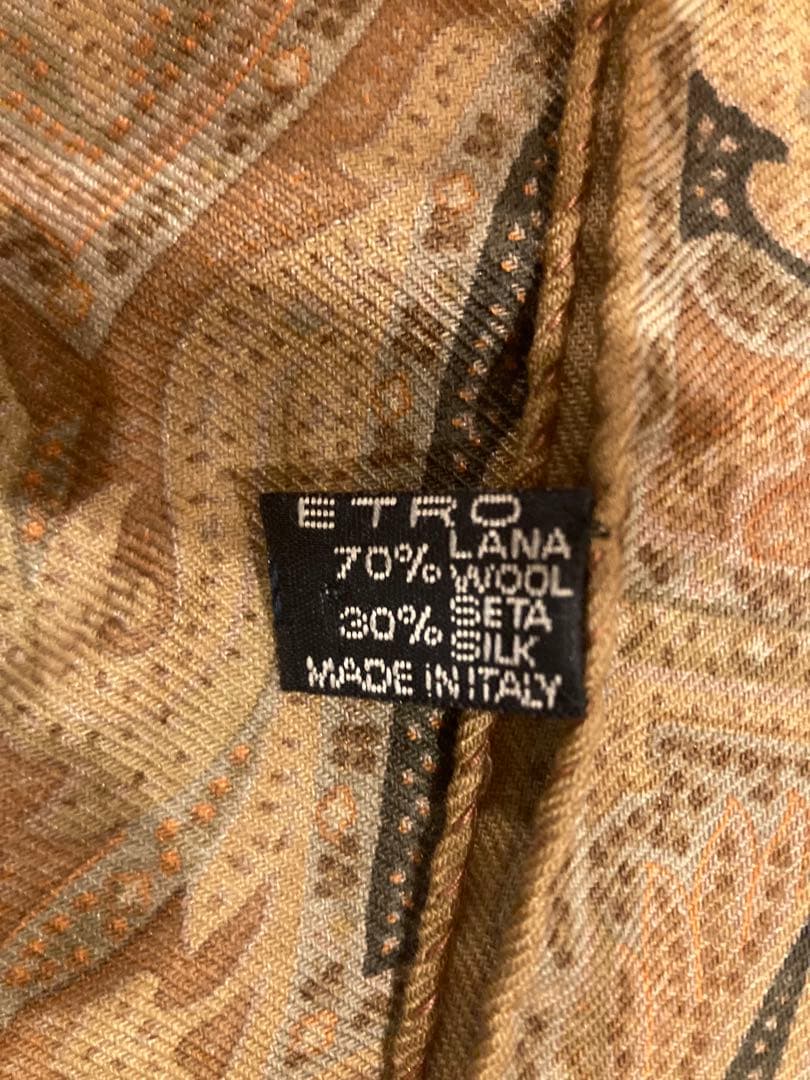 エトロ　大判　ウールシルクストール　ペイズリー柄