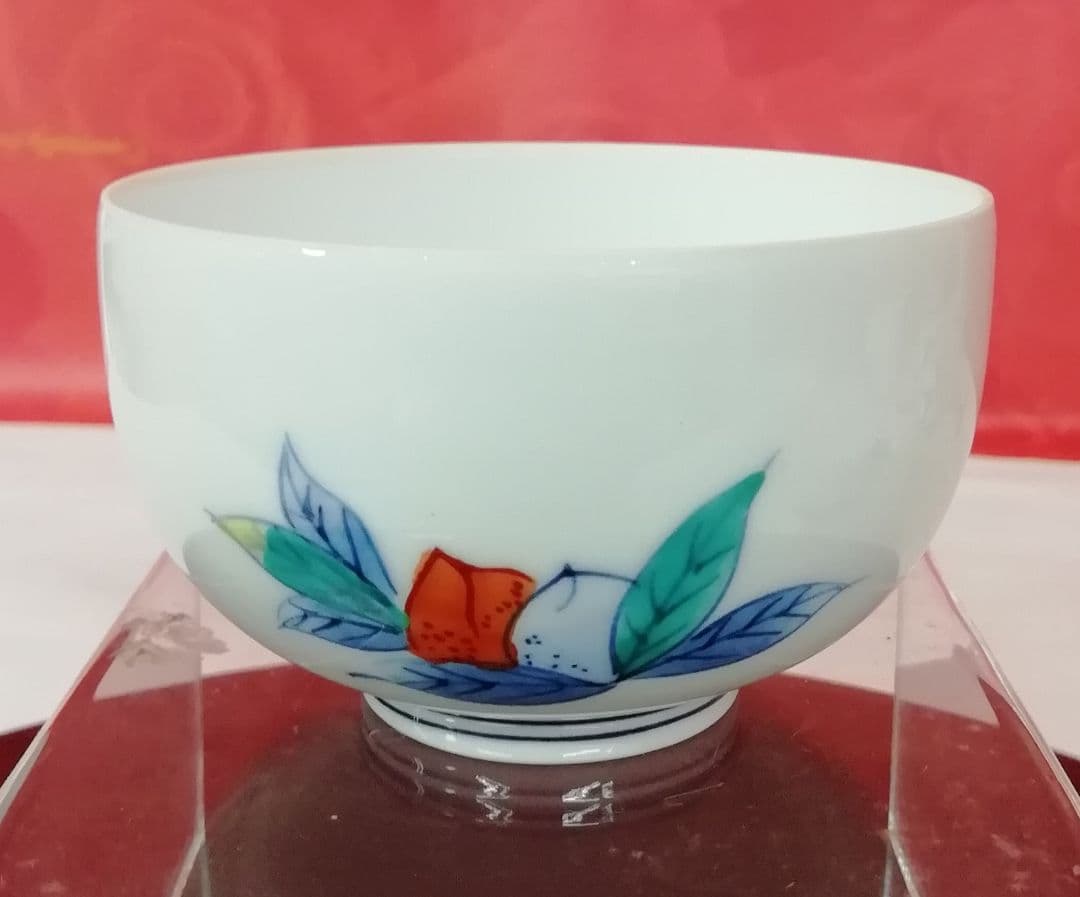 有田波佐見・丹心窯　50年前の煎茶碗5客＋千羽鶴飯碗